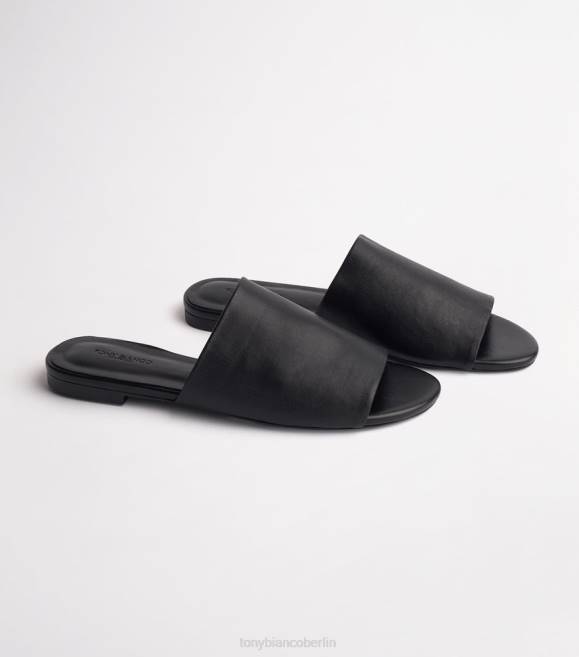 Sandalen| de Tony Bianco Frauen schwerere Wohnungen schwarzes Schafsnappa 4624666
